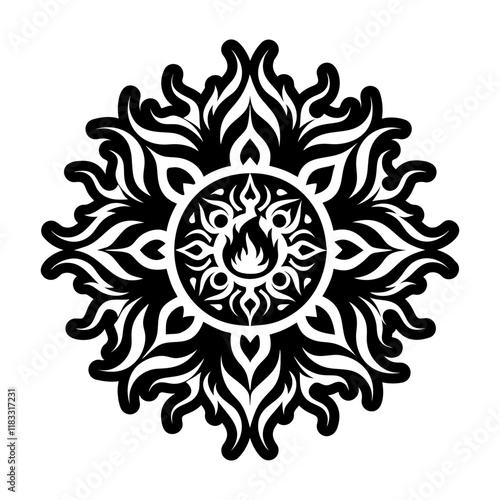 A solid style icon of mandala