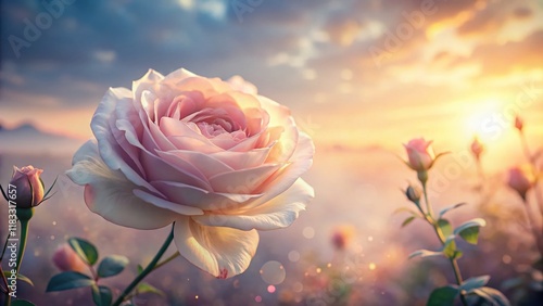 Overnight Scentsation Rose: Double Exposure Bloom, Light Pink Flower Photography