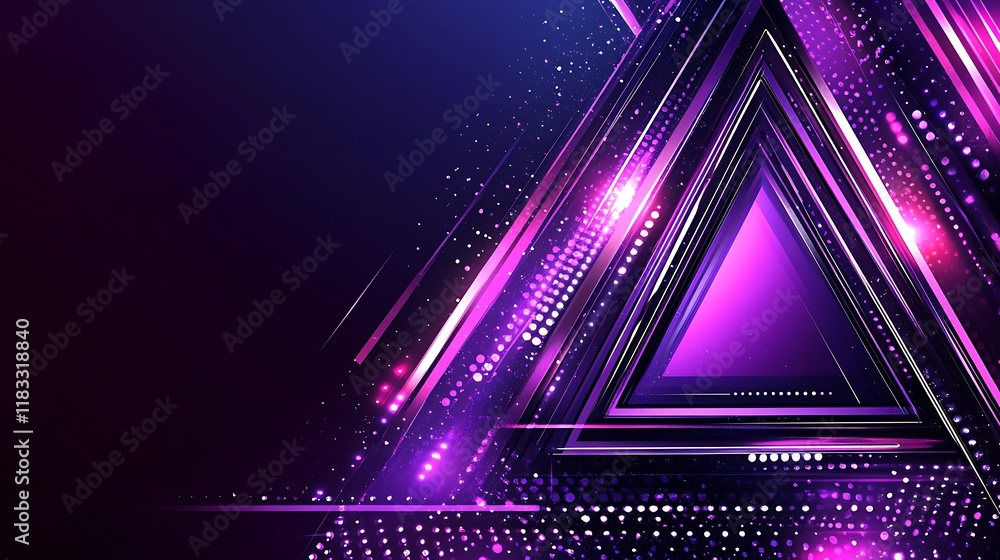 Obraz premium Abstract Purple Triangles Glowing Lines Sparkle Design