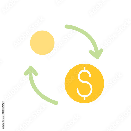 Coin exchange icon in flat color style