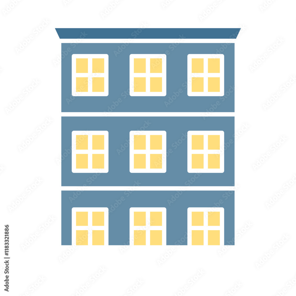 Building icon in flat color style Building icon in flat color style