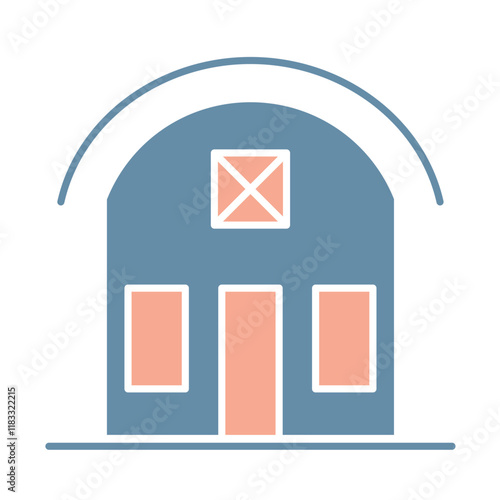 Barn icon in flat color style