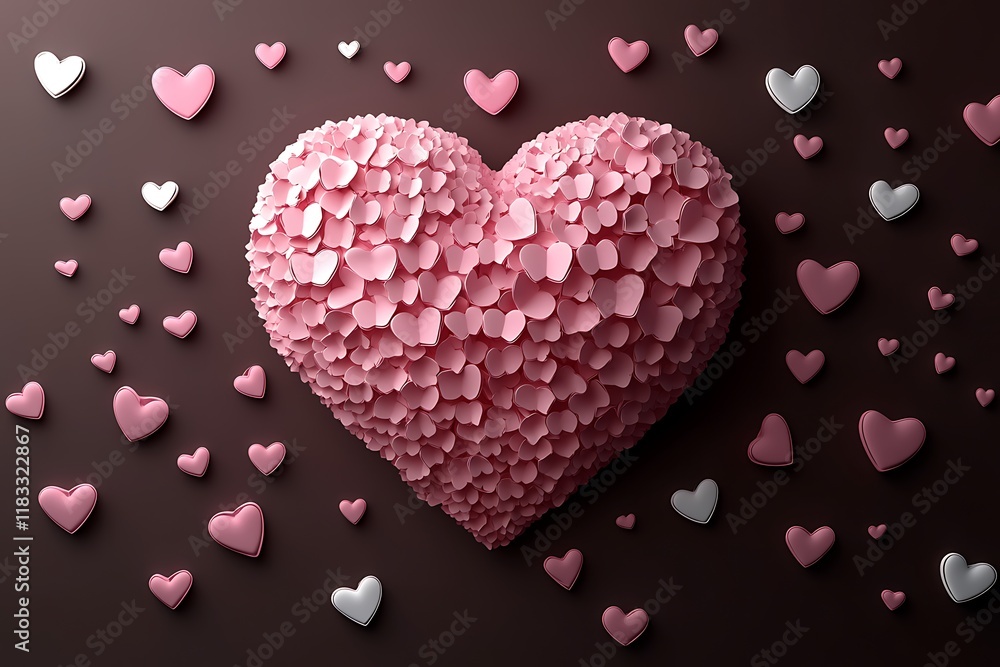 Obraz premium Happy Valentines Day Background with 3D Hearts