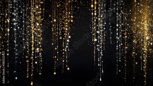 blackground of abstract glitter lights. silver and gold. Generative AI photo