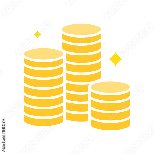 Coins stack icon in flat color style