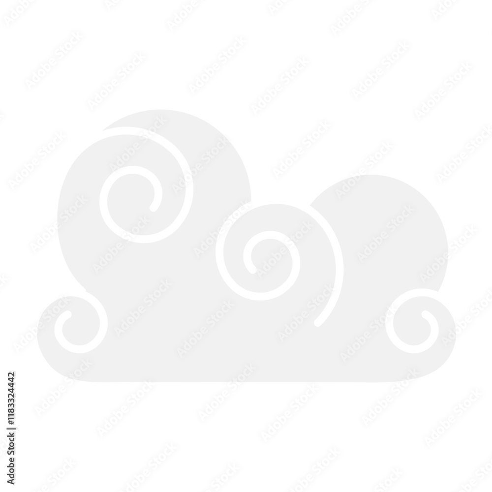 Abstract Cloud , Chinese Cloud , Curl cloud ,Decoration cloud icon in flat color style