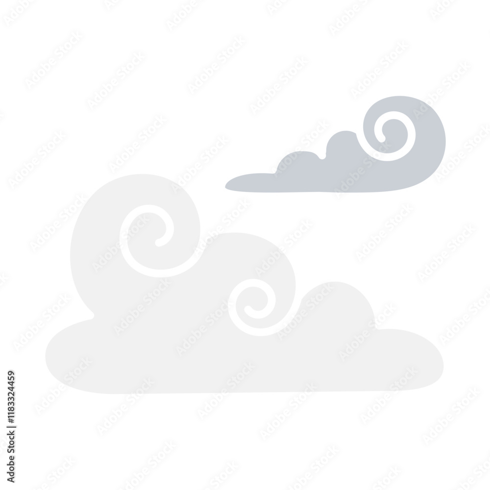 Abstract Cloud , Chinese Cloud , Curl cloud ,Decoration cloud icon in flat color style Abstract Cloud , Chinese Cloud , Curl cloud ,Decoration cloud icon in flat color style