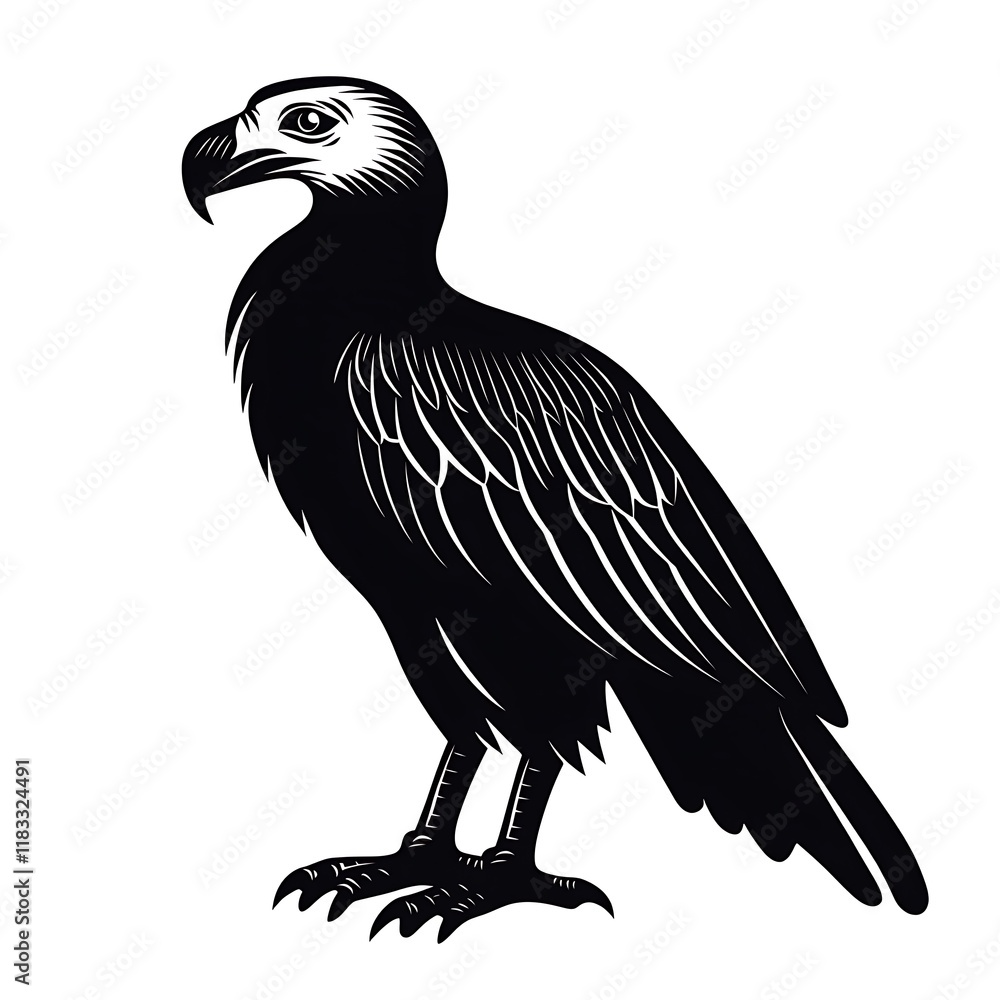 Obraz premium Detailed black and white illustration of a majestic eagle.
