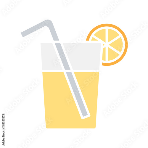 Lemonade icon in flat color style
