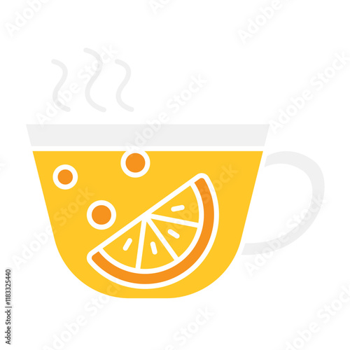 Lemon tea icon in flat color style