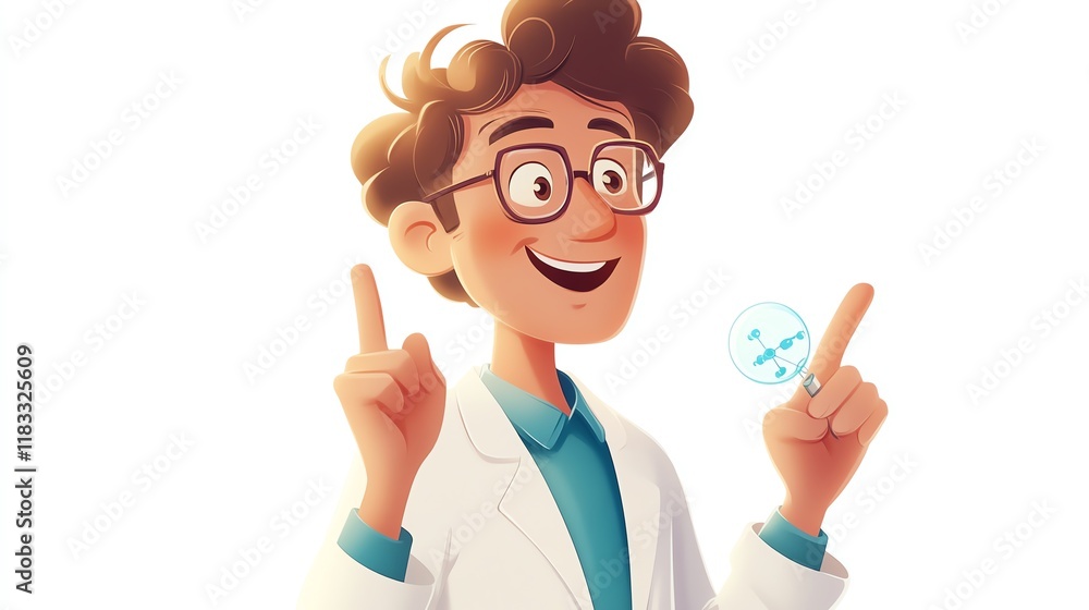 a 2D cartoon illustration of a teacher explaining a science experiment, fun and interactive, white background--ar 16:9 a 2D cartoon illustration of a teacher explaining a science experiment, fun and interactive, white background--ar 16:9
