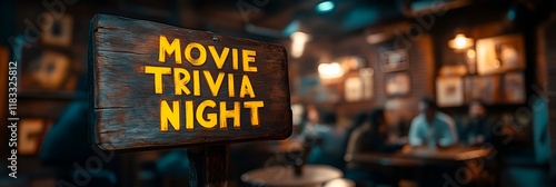 Obraz na płótnie Sign that reads “MOVIE TRIVIA NIGHT” - bar - pub - quiz - contest - Oscars - awards - best picture - theme night w salonie