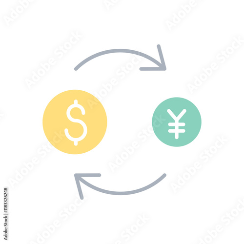 money exchange icon in flat color style