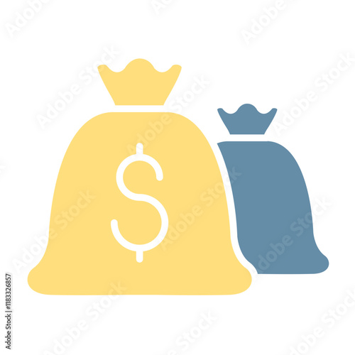 Money bag icon in flat color style