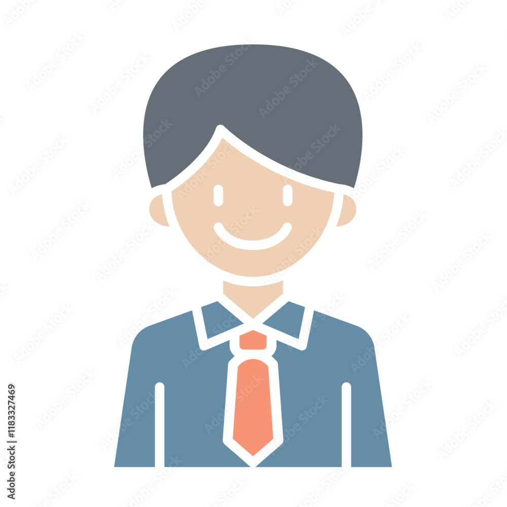 Businessman icon in flat color style Businessman icon in flat color style