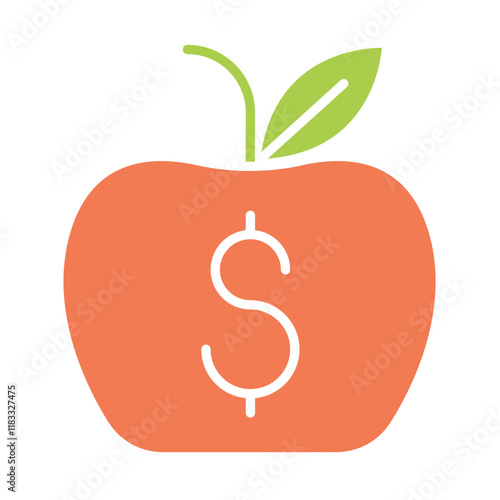 Apple money icon in flat color style