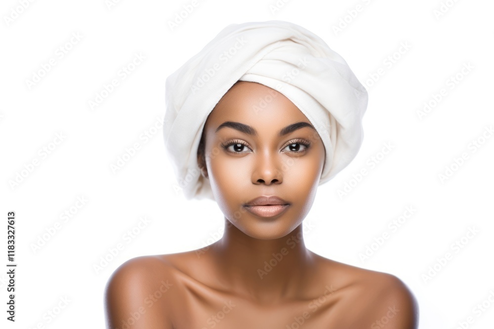 Woman with wrap towel portrait turban adult. Woman with wrap towel portrait turban adult.