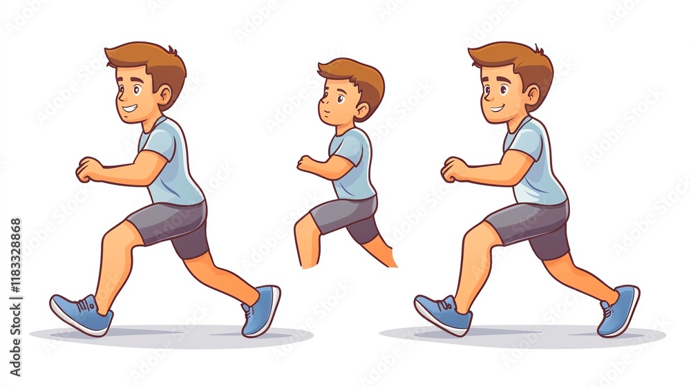 a 2D cartoon illustration of a person doing lunges, building leg muscles, white background--ar 16:9 a 2D cartoon illustration of a person doing lunges, building leg muscles, white background--ar 16:9