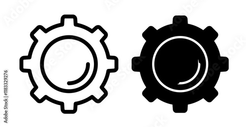 Settings icons set in black filled and line stroke style on white background