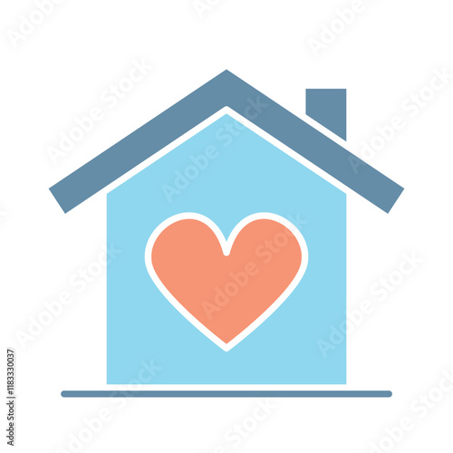 heart House icon in flat color style