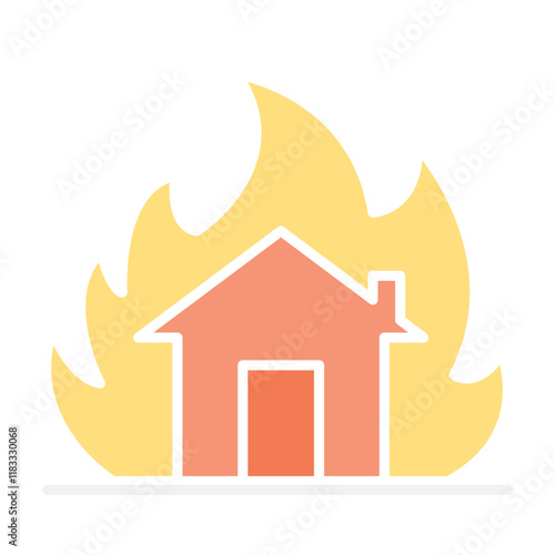 House burning icon in flat color style