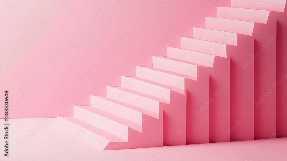 Pink Staircase Abstract Minimalist Modern Art Design Pink Staircase Abstract Minimalist Modern Art Design