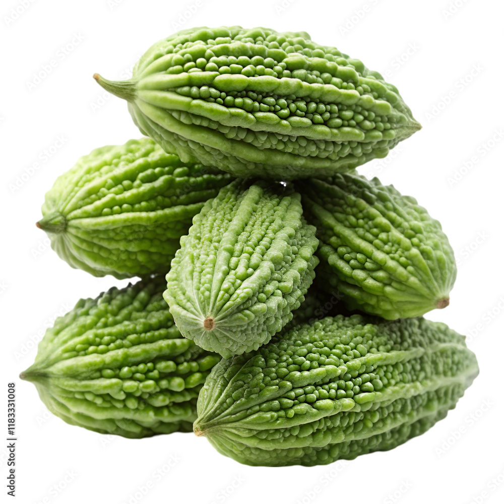 Stack of bitter melon isolated on transparent background Stack of bitter melon isolated on transparent background