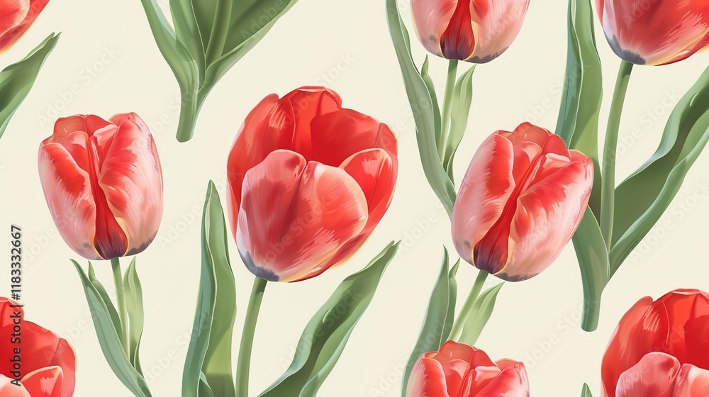 Fototapeta premium tulip seamless pattern wallpaper
