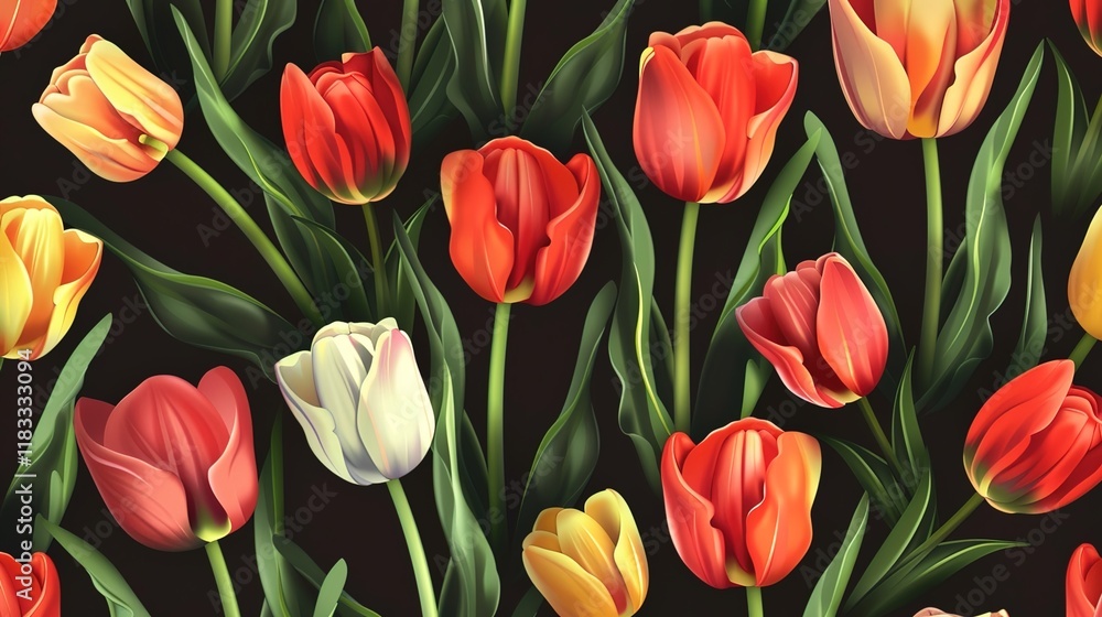 tulip seamless pattern wallpaper