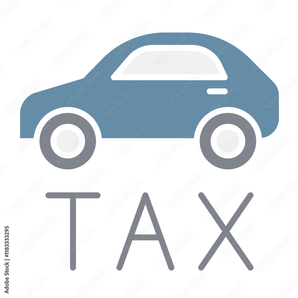 Naklejka premium Vehicle tax icon in flat color style