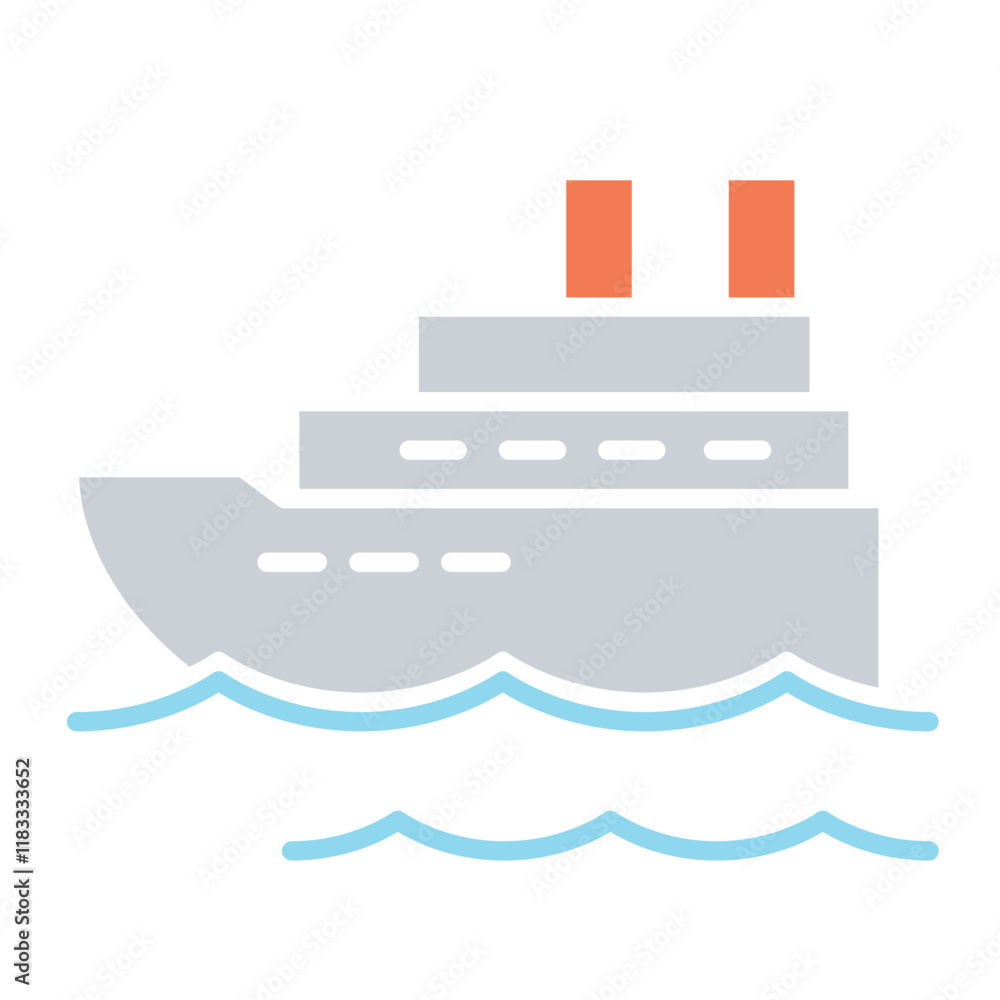 Cruise icon in flat color style Cruise icon in flat color style