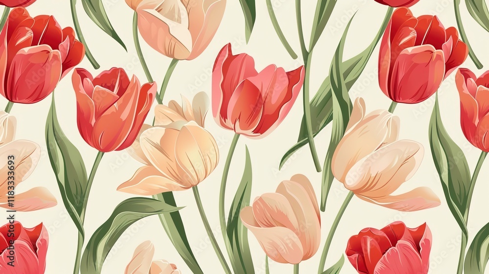 Obraz premium tulip pattern seamless pattern wallpaper
