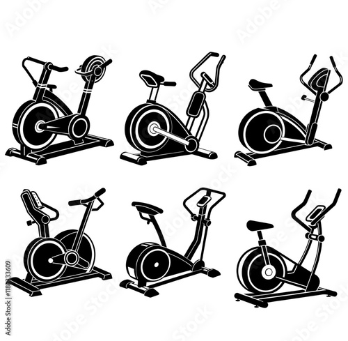 elliptical machine silhouette vector illustration
