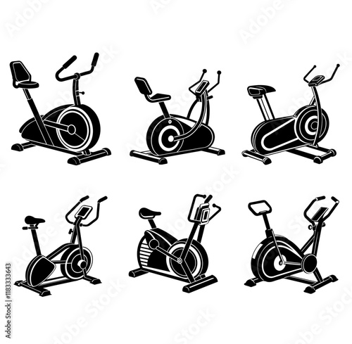 elliptical machine silhouette vector illustration