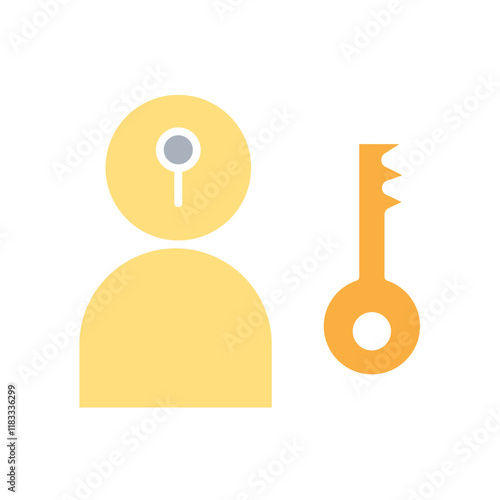 Person and key icon in flat color style