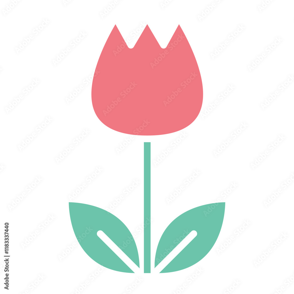 Tulip icon in flat color style Tulip icon in flat color style