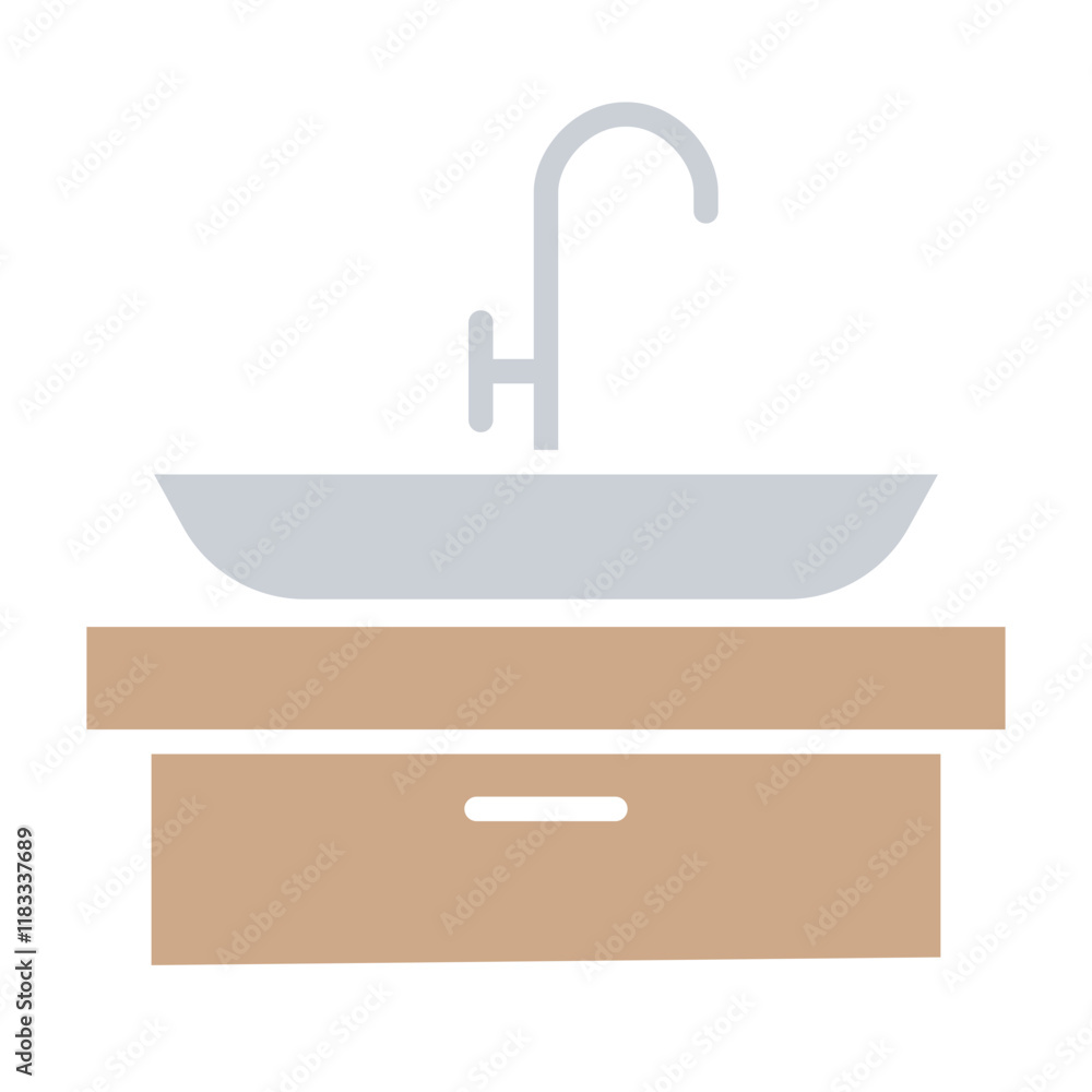 Sink icon in flat color style Sink icon in flat color style