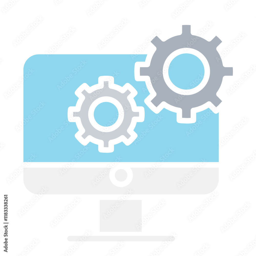 Computer Setup icon in flat color style Computer Setup icon in flat color style