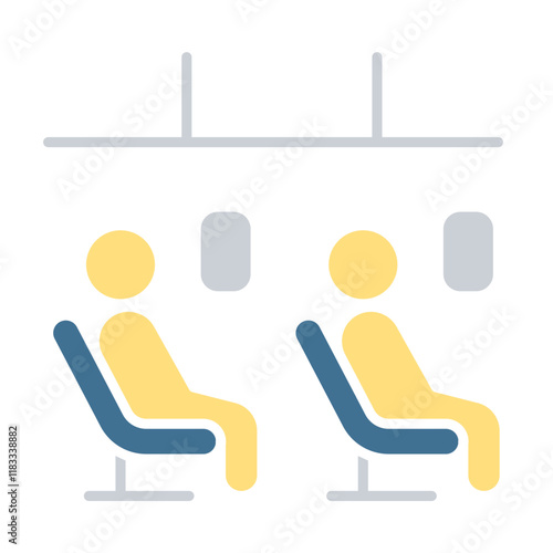 Passengers seat icon in flat color style