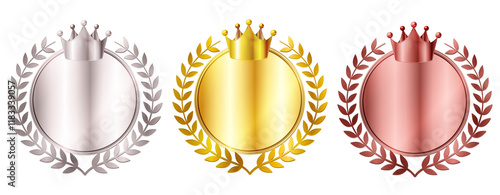 メダル　王冠　ローレル　金　アイコン