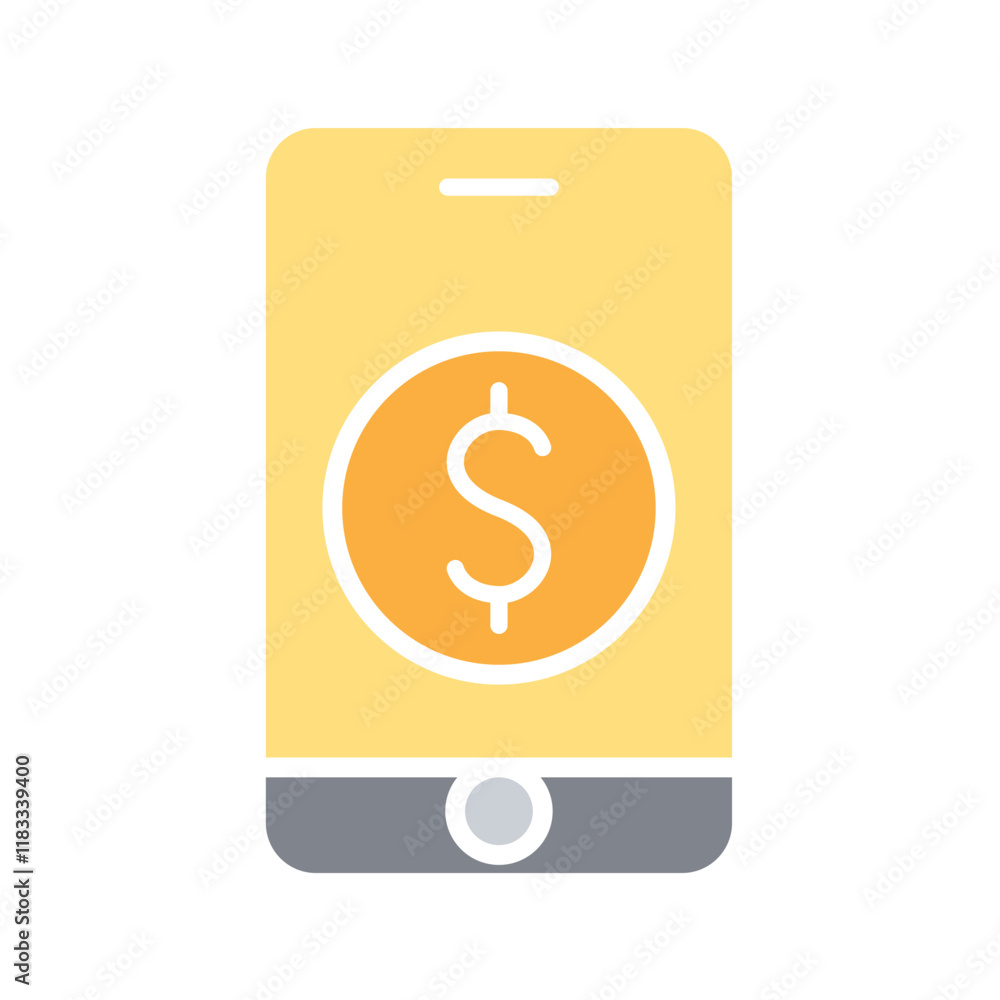 Mobile banking icon in flat color style Mobile banking icon in flat color style