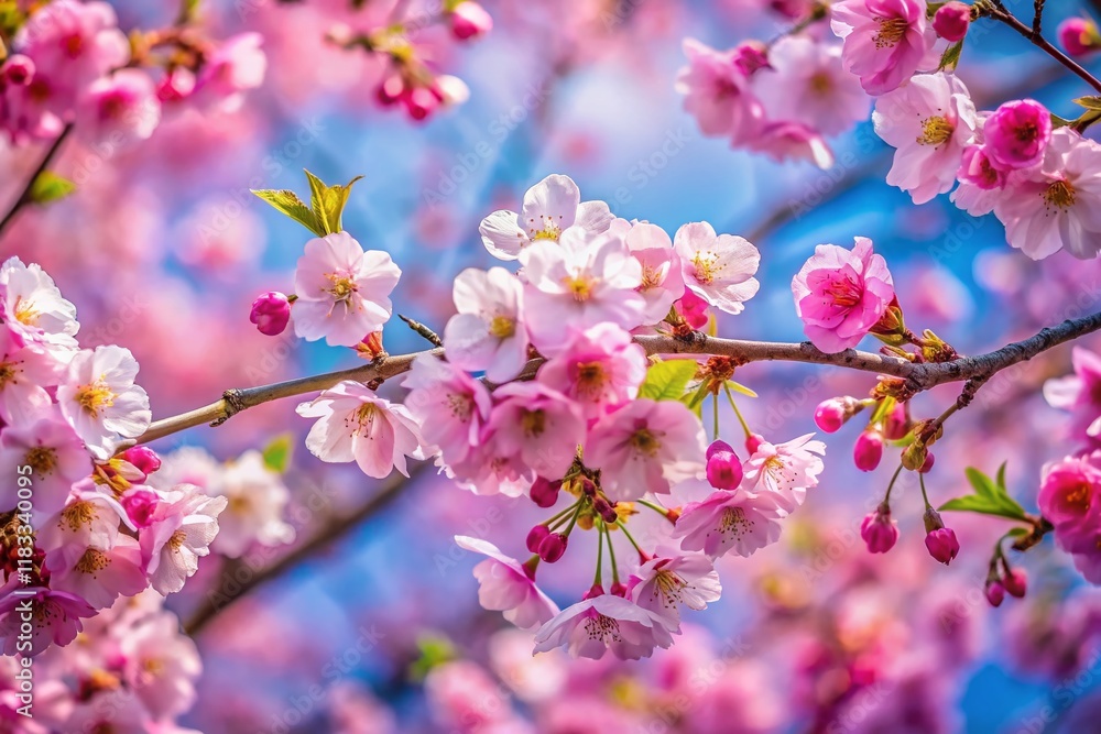Panoramic Spring Cherry Blossom Branches in Full Bloom Panoramic Spring Cherry Blossom Branches in Full Bloom