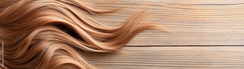 Naklejka premium Afrotextured extensions, auburn, placed neatly on a rustic wooden platform