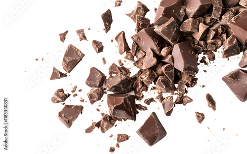 Chocolate pieces on a transparent background. isolated background.