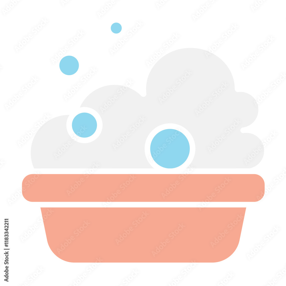 Basin with bubble icon in flat color style Basin with bubble icon in flat color style