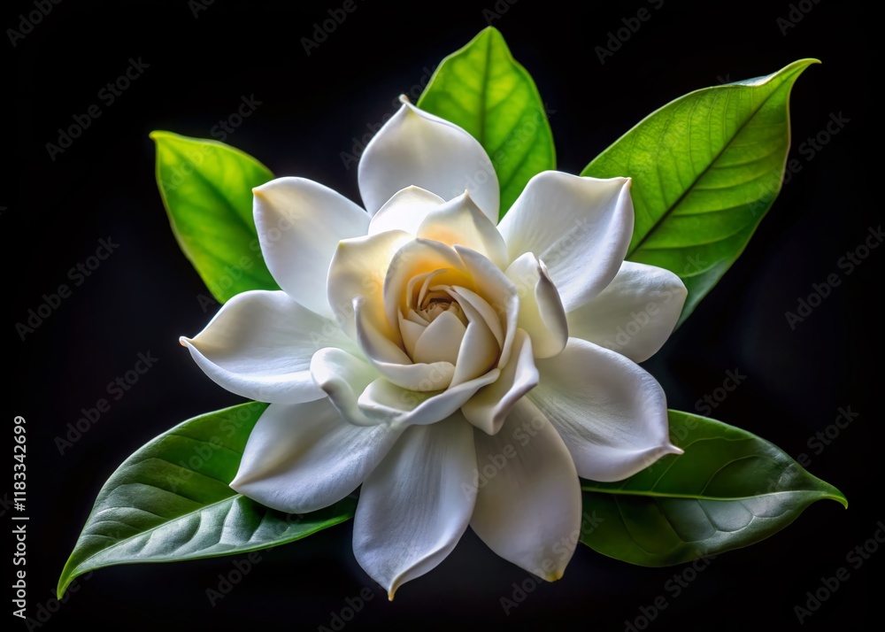 Fototapeta premium Panoramic Time-Lapse: Gardenia Jasminoides Flower Blooming in Dark
