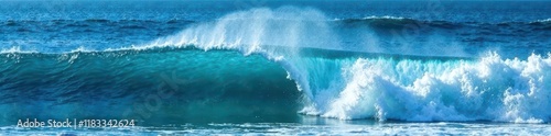 Rolling sapphire waves, frothy white crests against deep blue, serene, whitecaps, ocean scene