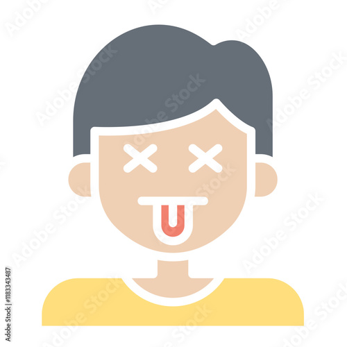 Sick man icon in flat color style