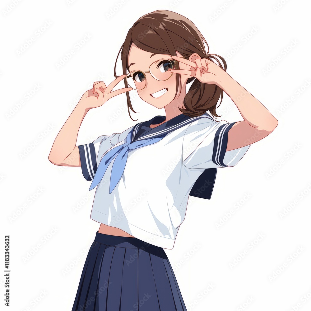 Schoolgirl in Uniform Strikes a Pose Schoolgirl in Uniform Strikes a Pose