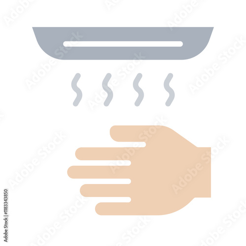 Drying hand icon in flat color style